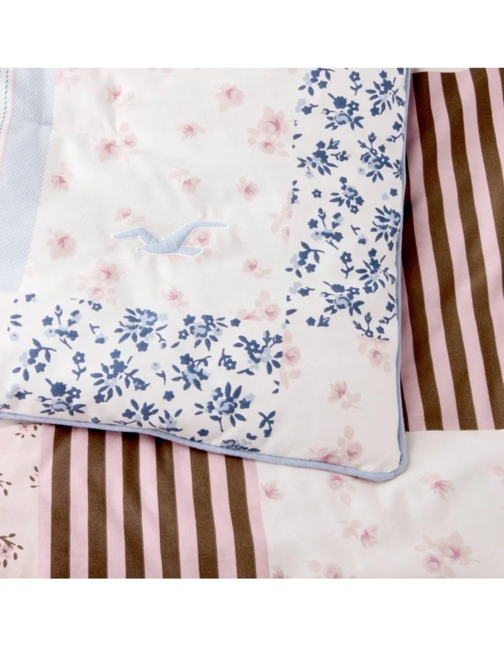 Twin/Twin XL - Hollister Pink and Brown Patchwork Duvet Cover w/ 2 pillow shams